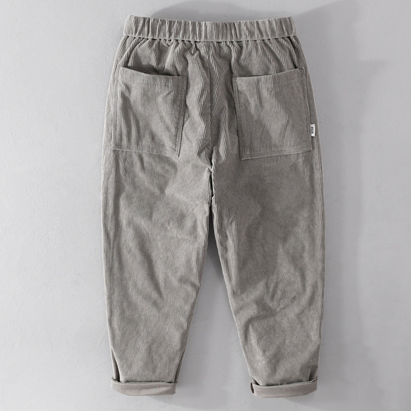 Men's cord pants in relaxed tapered with drawstring waistband and cuff Chichicherry