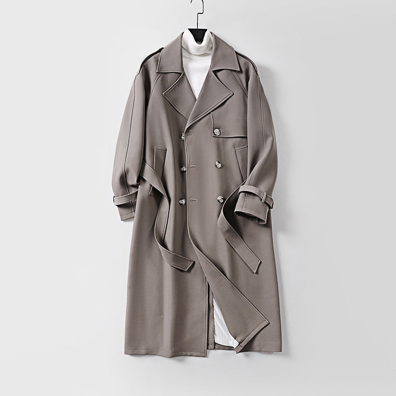 Women Double-Breasted Oversized Trench Coat with Wide Shawl Collar and Belt Chichicherry