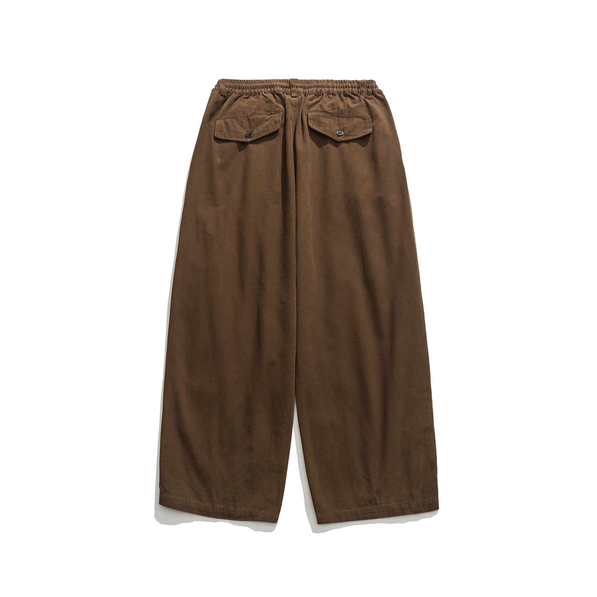 Women's wide utility cargo pants with elastic waistband and decorative pleats