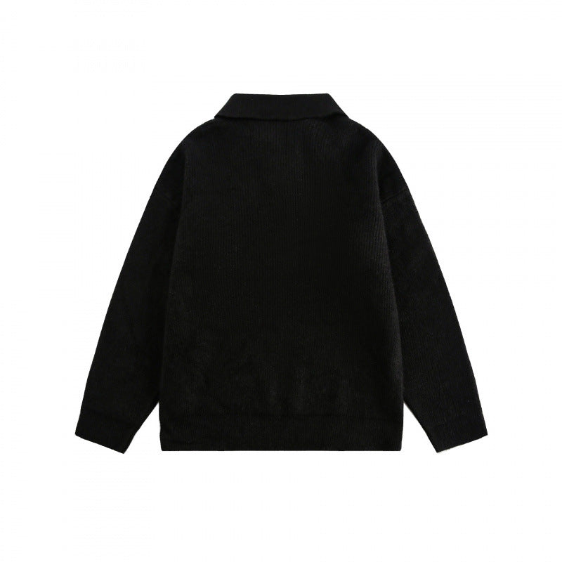 Unisex Wide-Cut Fine Knit Polo with Short Henley Closure and Kent Collar Chichicherry