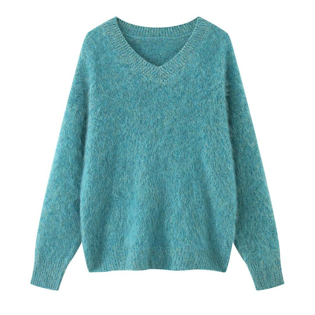 Women's Fluffy Mohair-Look Sweater with Oversize Silhouette