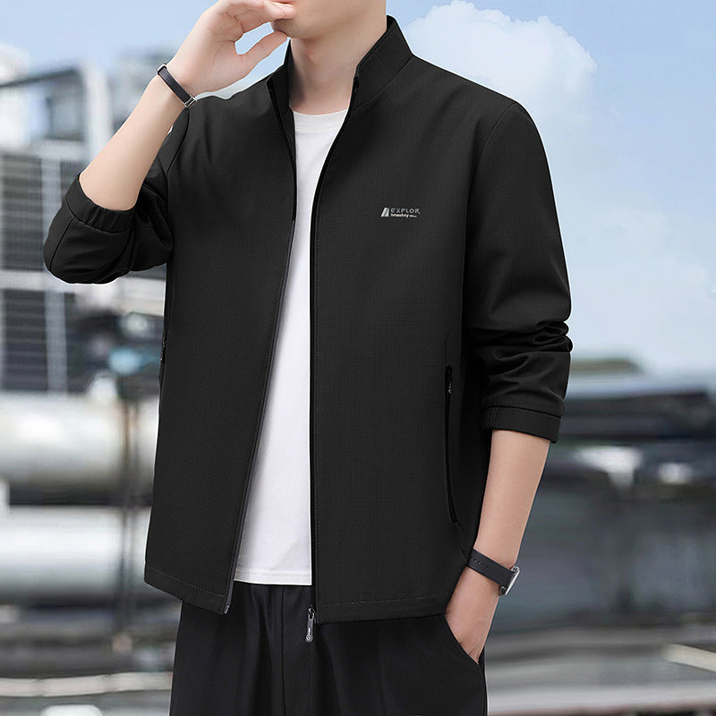Men's Lightweight Everyday Softshell Jacket with Stand-Up Collar, Wind-Resistant Membrane and Zipper Pockets Chichicherry