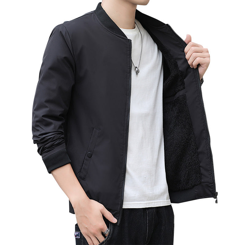 Men's Minimalist Lightweight Bomber Jacket with Matte Microfiber Outer Layer and Contrasting Zipper Chichicherry