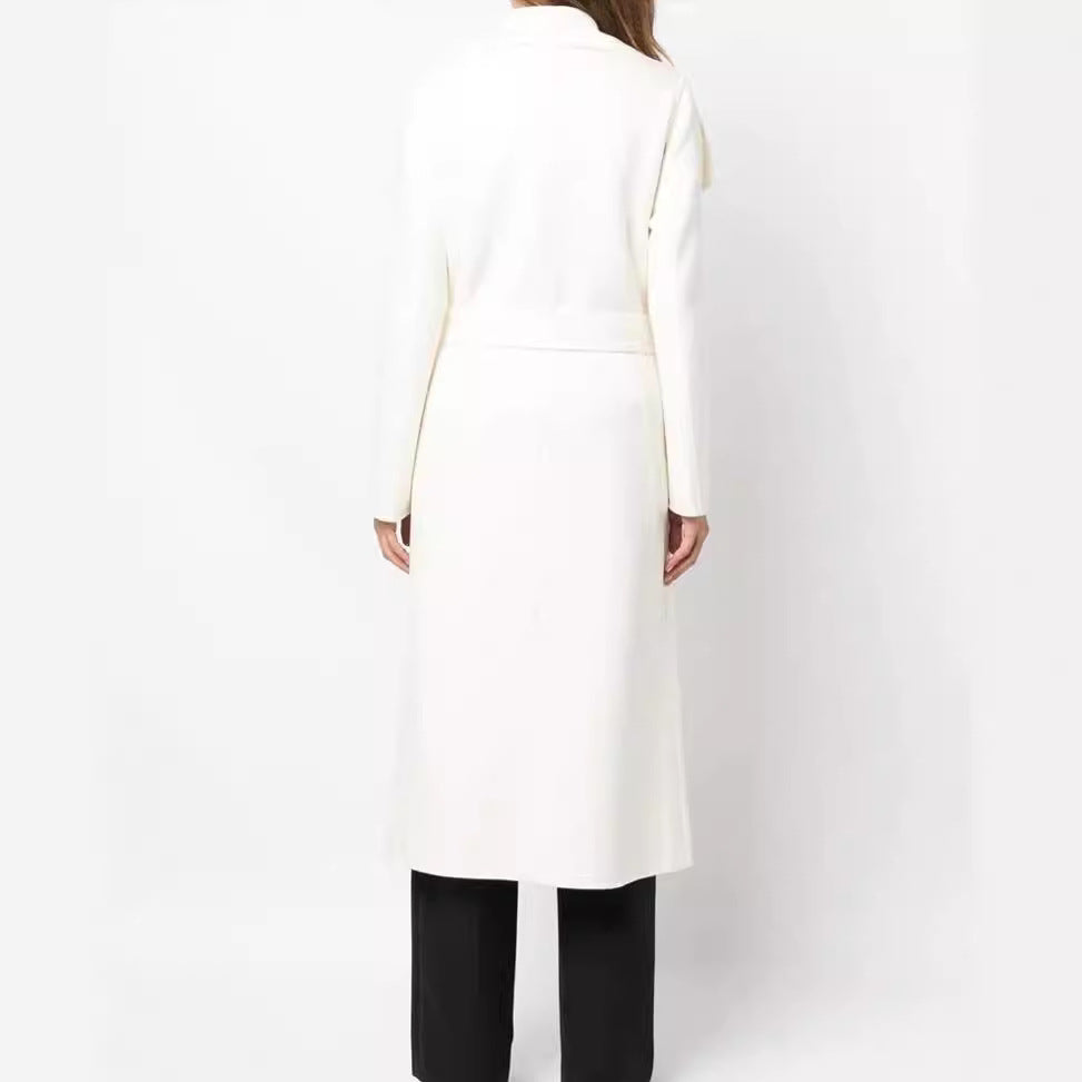 Women's Tailored Wrap Coat in Kimono Look with Wide Shawl Collar and Ties Belt Chichicherry