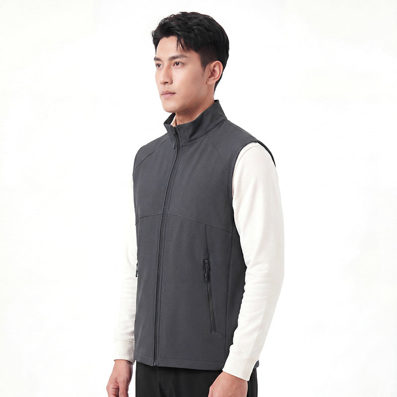 Men's softshell vest with stand-up collar, windproof performance softshell and structured inner side Chichicherry