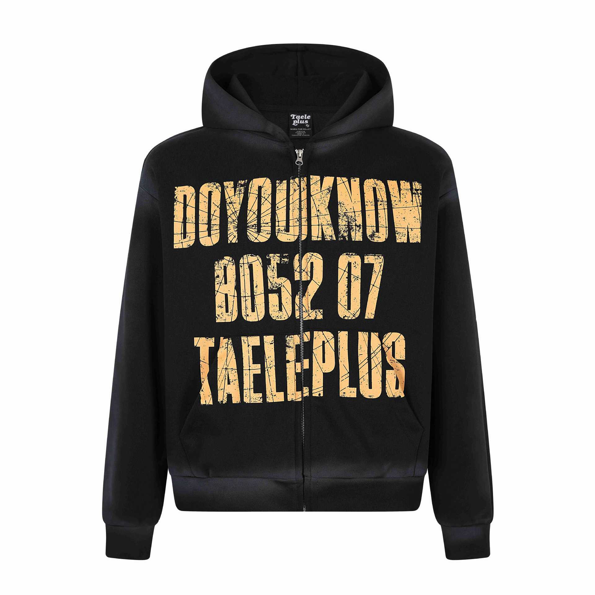 Unisex hooded jacket with full zip, large typo print and kangaroo pocket Chichicherry