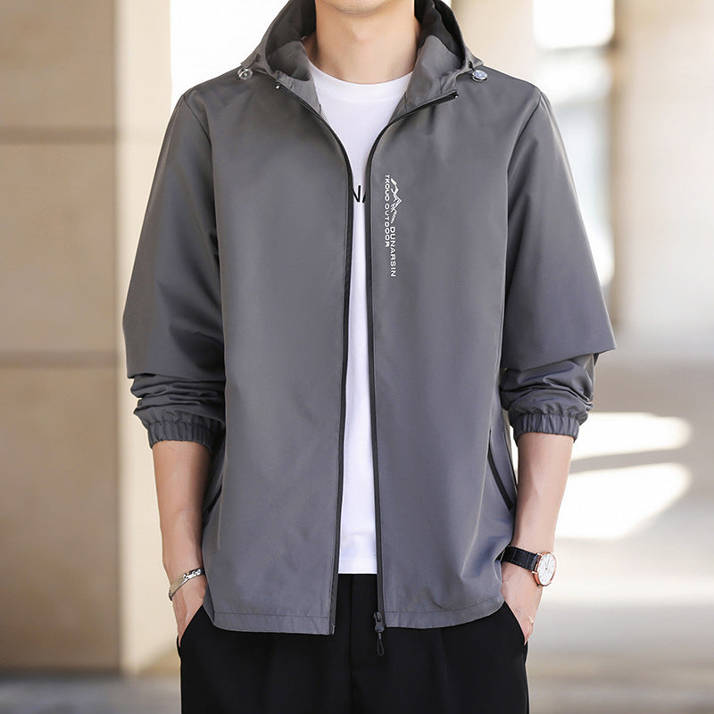 Men's Ultralight Hooded Shell Jacket in Urban Minimal Style with Windproof Membrane and Zipper Pockets Chichicherry