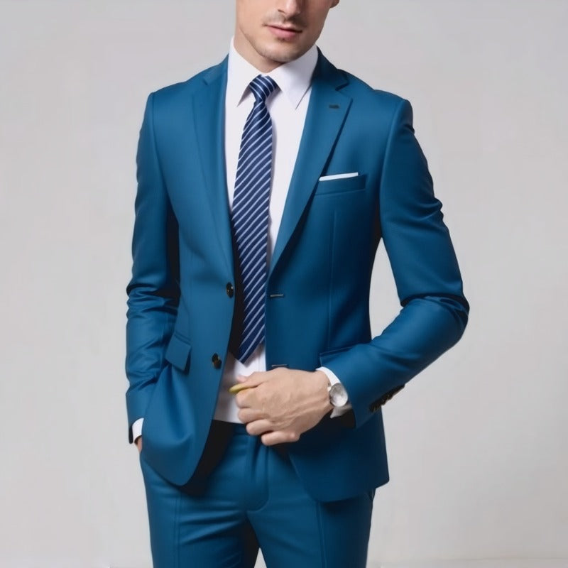 Men's Tailored Two-Piece Suit with Slim Lapel and One-Button Closure Chichicherry
