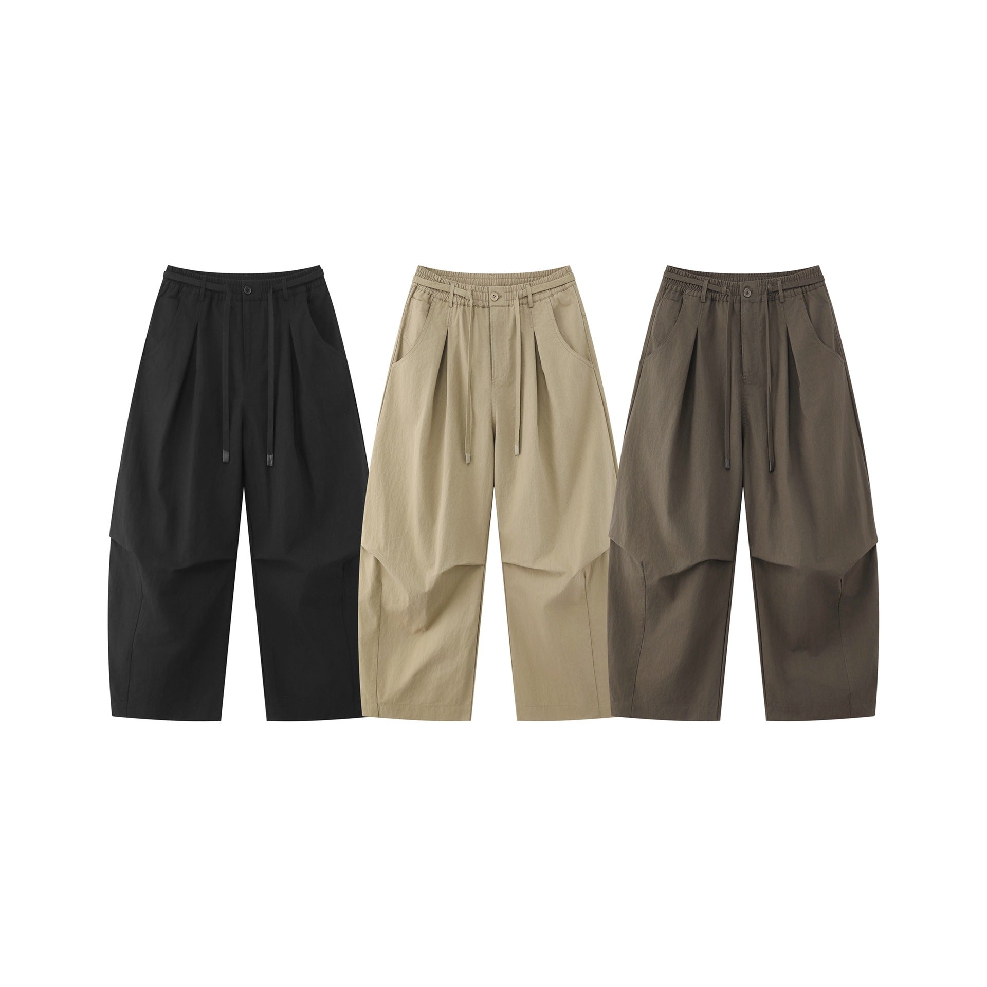 Women's wide culotte trousers with high waist, pleats and drawstring Chichicherry