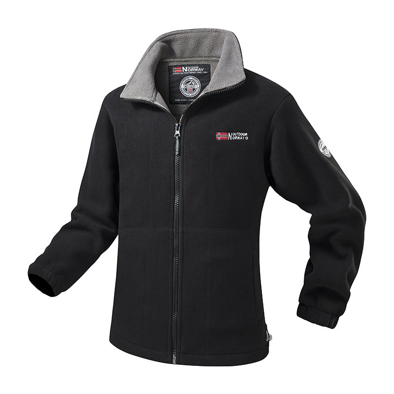 Women's fleece jacket with stand-up collar, wind-resistant structure & adjustable drawstring hem Chichicherry
