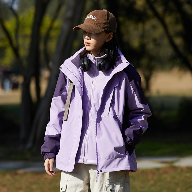 Women's two-layer softshell outdoor jacket with removable fleece inner layer and hood Chichicherry