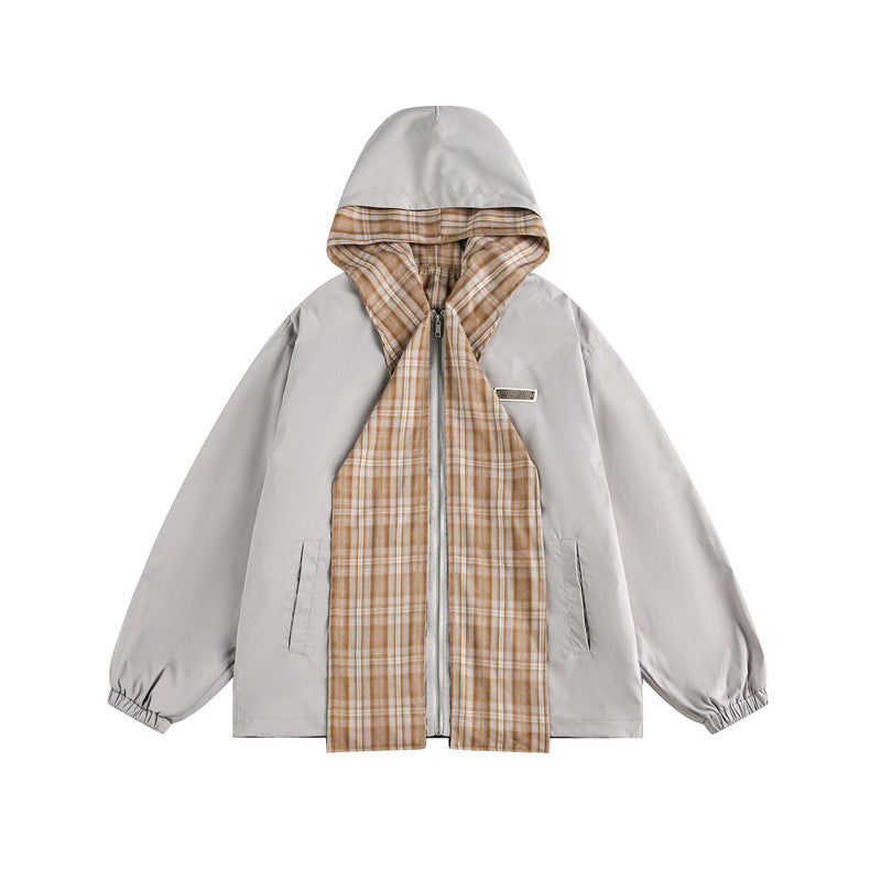Unisex Two-Layer Hoodie with Checked Inner Placket and Elastic Cuffs Chichicherry