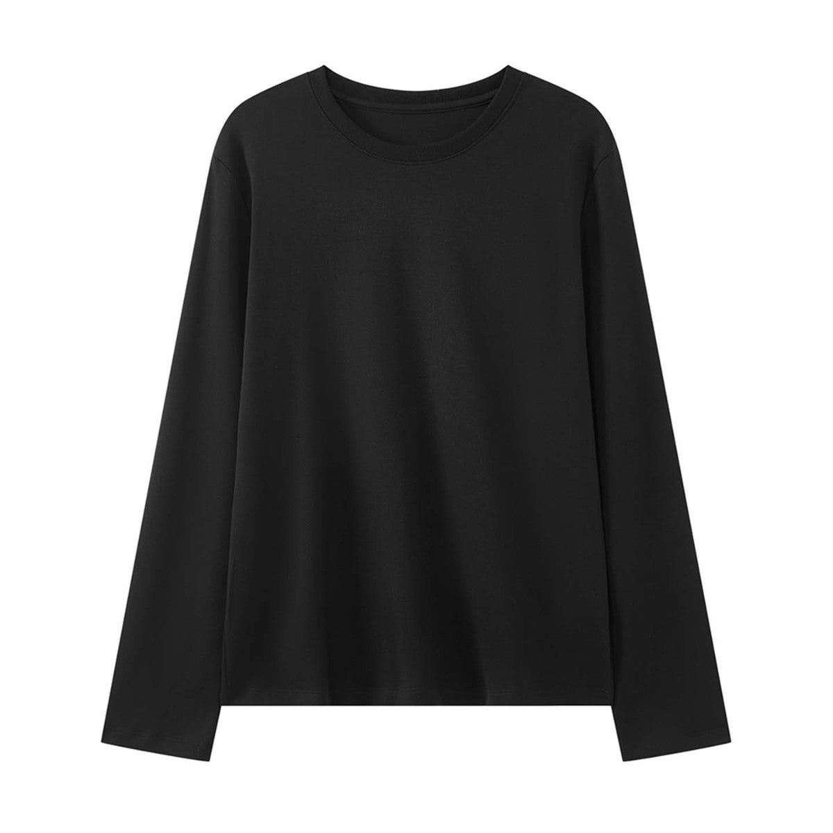 Women's Minimalist Cotton Sweatshirt with Extended Back Hem and Round Neckline Chichicherry