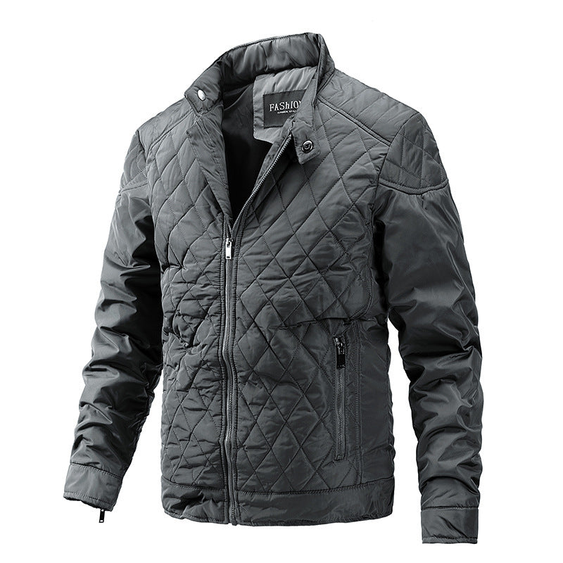 Men's quilted transitional jacket with diamond quilting, stand-up collar and zipper Chichicherry