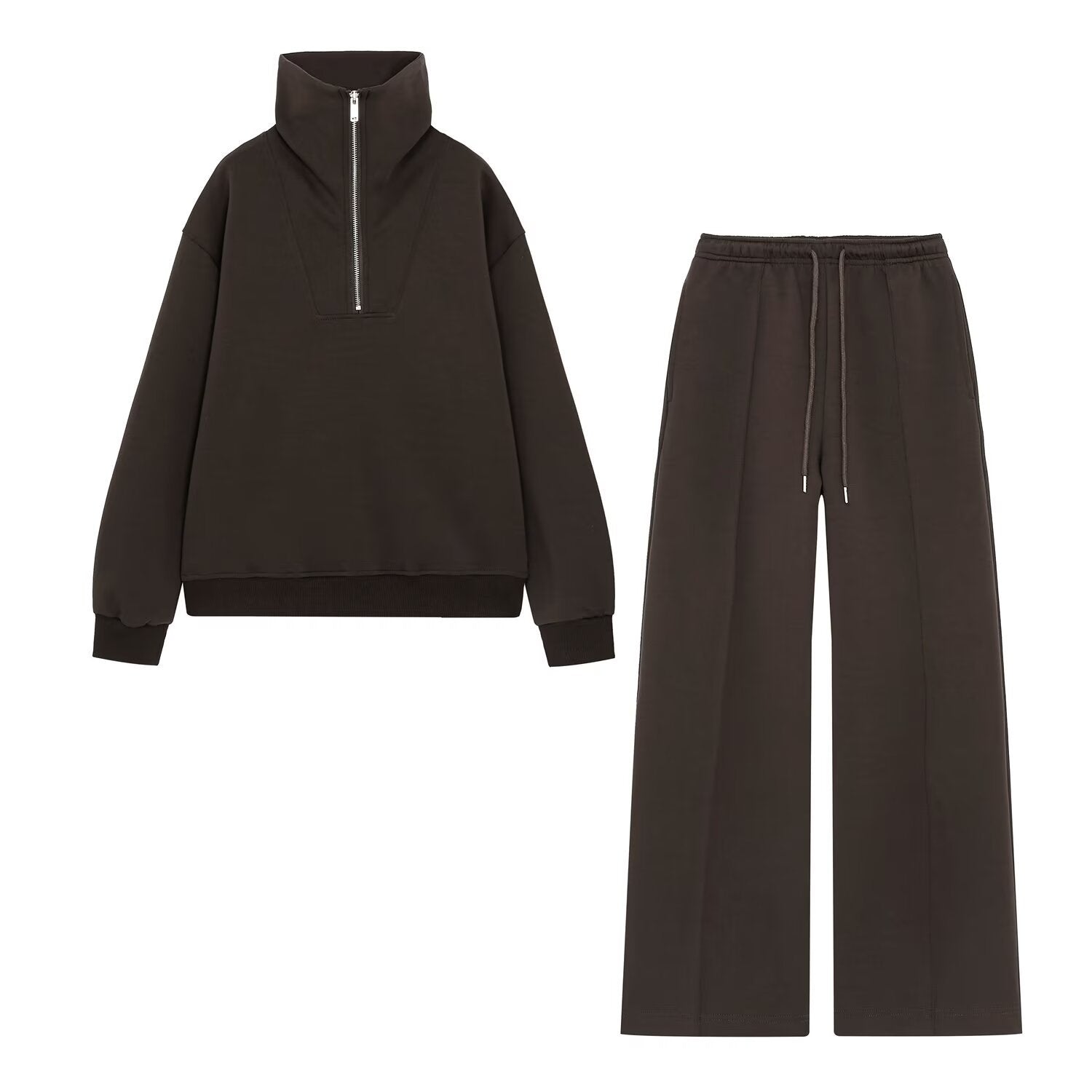 Women's oversized sweatshirt with high stand-up collar and half zip Chichicherry