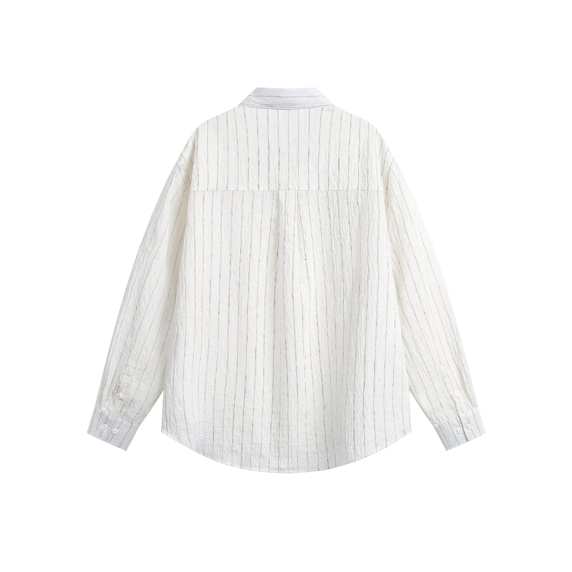 Unisex Relaxed Linen Blend Shirt with Fine Stripe Structure and Chest Pocket Chichicherry