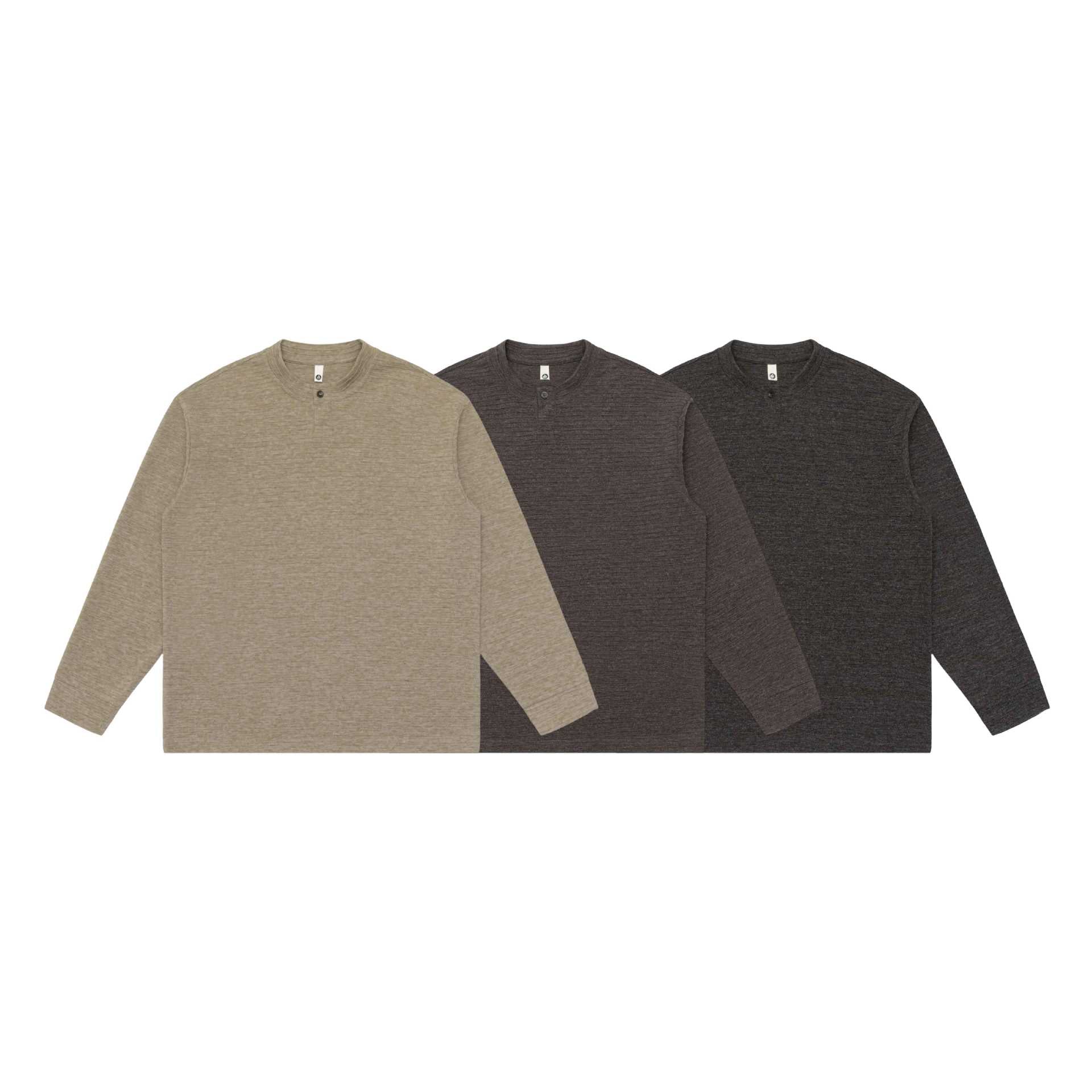 Unisex Structured Henley Sweater with Short Button Collar and Oversized Fit Chichicherry