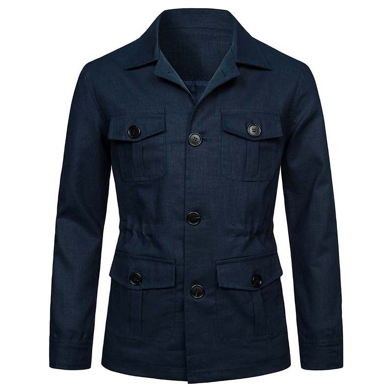 Men's Safari Linen Jacket with four patch pockets Chichicherry