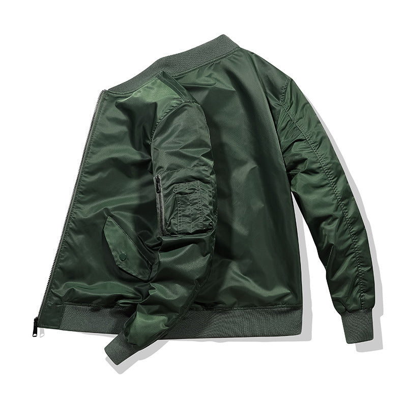 Men's Nylon Bomber Jacket in Aviator Style with Arm Pocket and Ribbed Cuffs Chichicherry