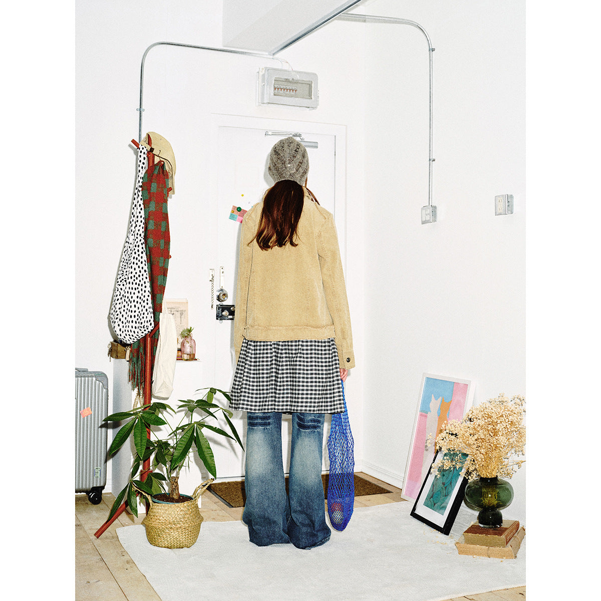 Women's short cord jacket with fringing, shirt collar and flap pockets Chichicherry