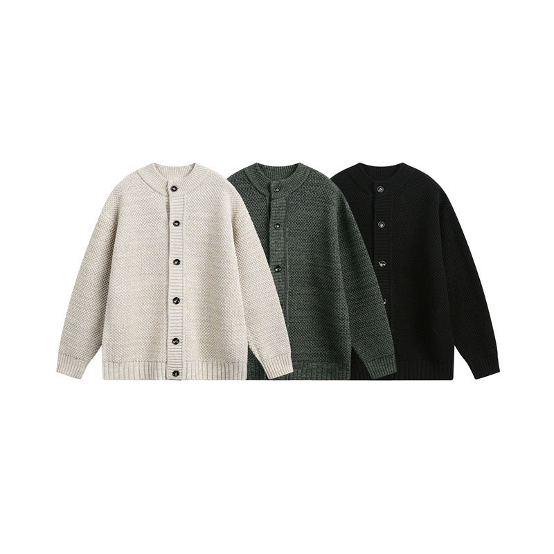 Unisex Chunky Knit Cardigan with Pearl Pattern and Full Button Placket Chichicherry
