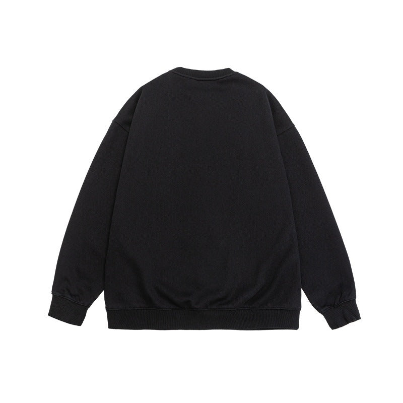Unisex Loose Oversized Sweatshirt with Worn Script Print, Ribbed Cuffs, and Relaxed Fit Chichicherry