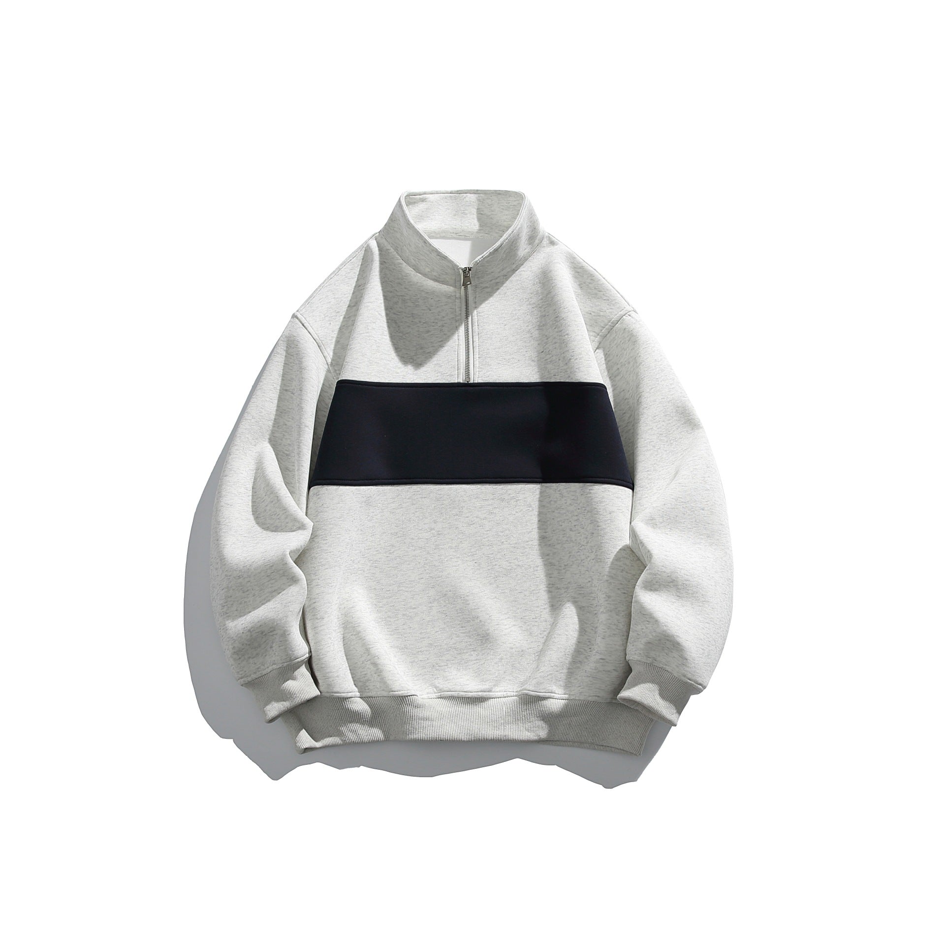 Unisex half-zip sweatshirt with high stand-up collar, boxy cut and colorblock panel Chichicherry