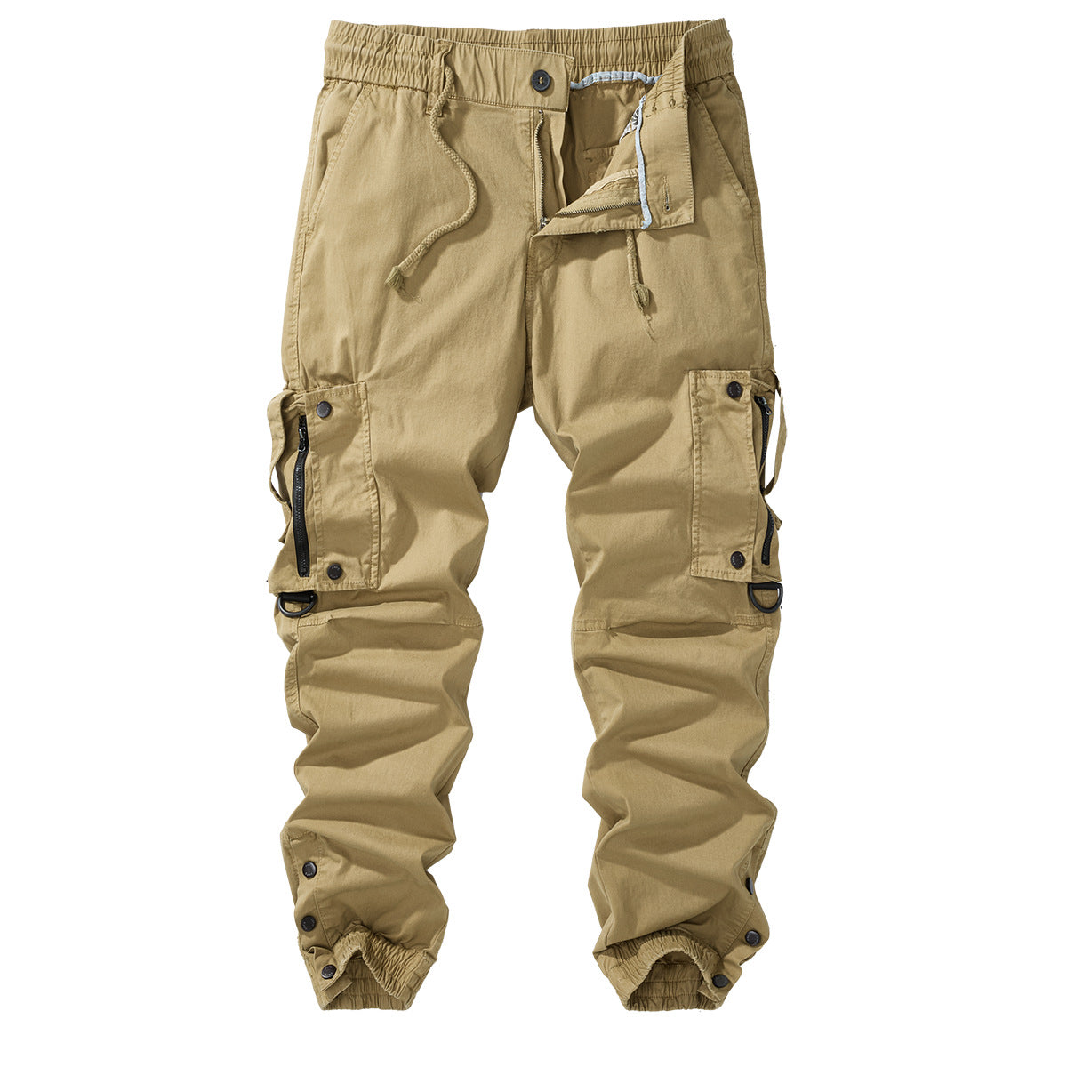 Men's cargo jogging pants with elastic waistband, zipper cargo pockets, and adjustable hem Chichicherry