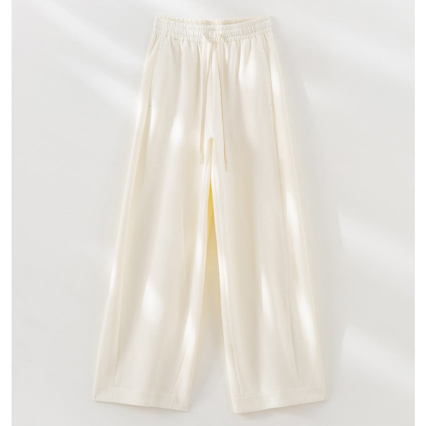 Women's Wide Lounge Pants with Elastic Waistband, Drawstring, and Side Pockets Chichicherry