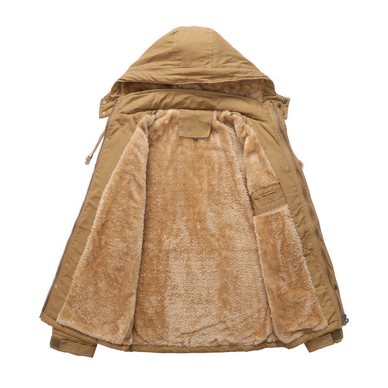 Men's Urban Thermal Canvas Parka with Hood, Sherpa Collar and Multifunctional Outer Pockets Chichicherry