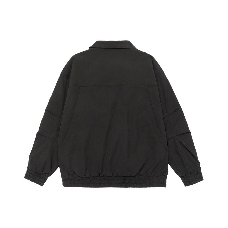 Unisex Oversize Blouson Jacket with Shirt Collar and Elastic Waistband Chichicherry