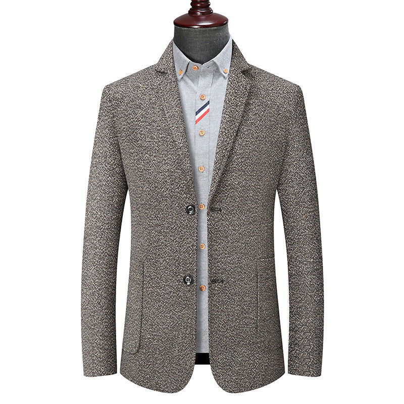Men's Slim-Fit structured wool blend blazer with shawl collar look and patch pockets Chichicherry