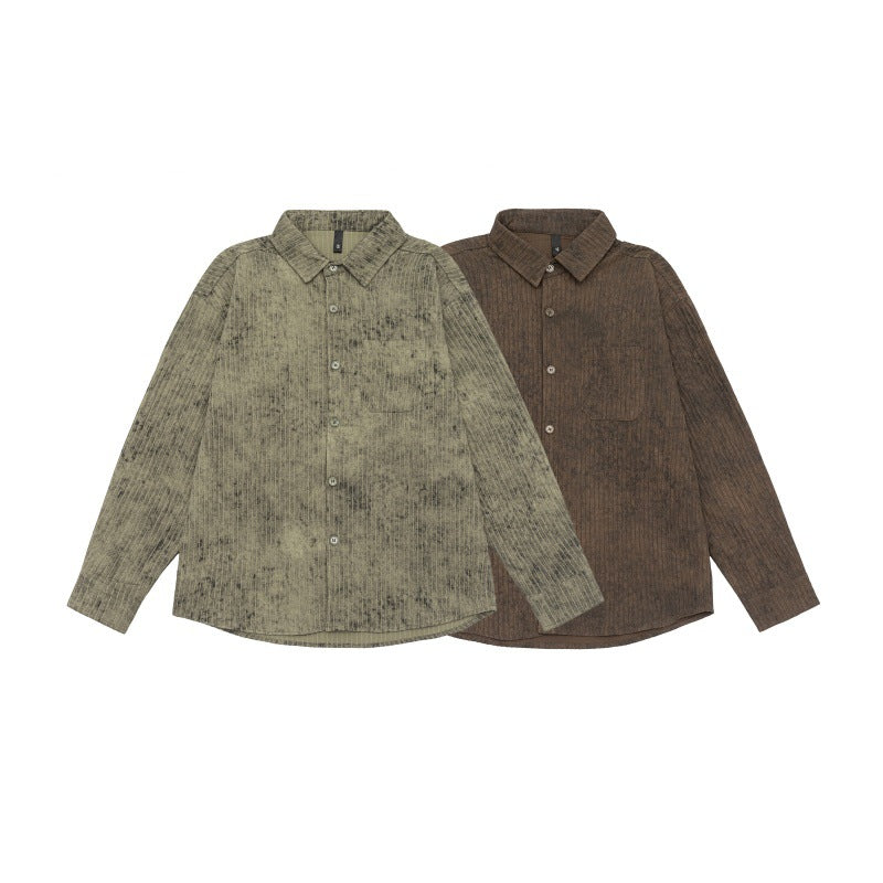 Unisex Lightweight Oversized Shirt Jacket with Washed Texture and Chest Pocket Chichicherry
