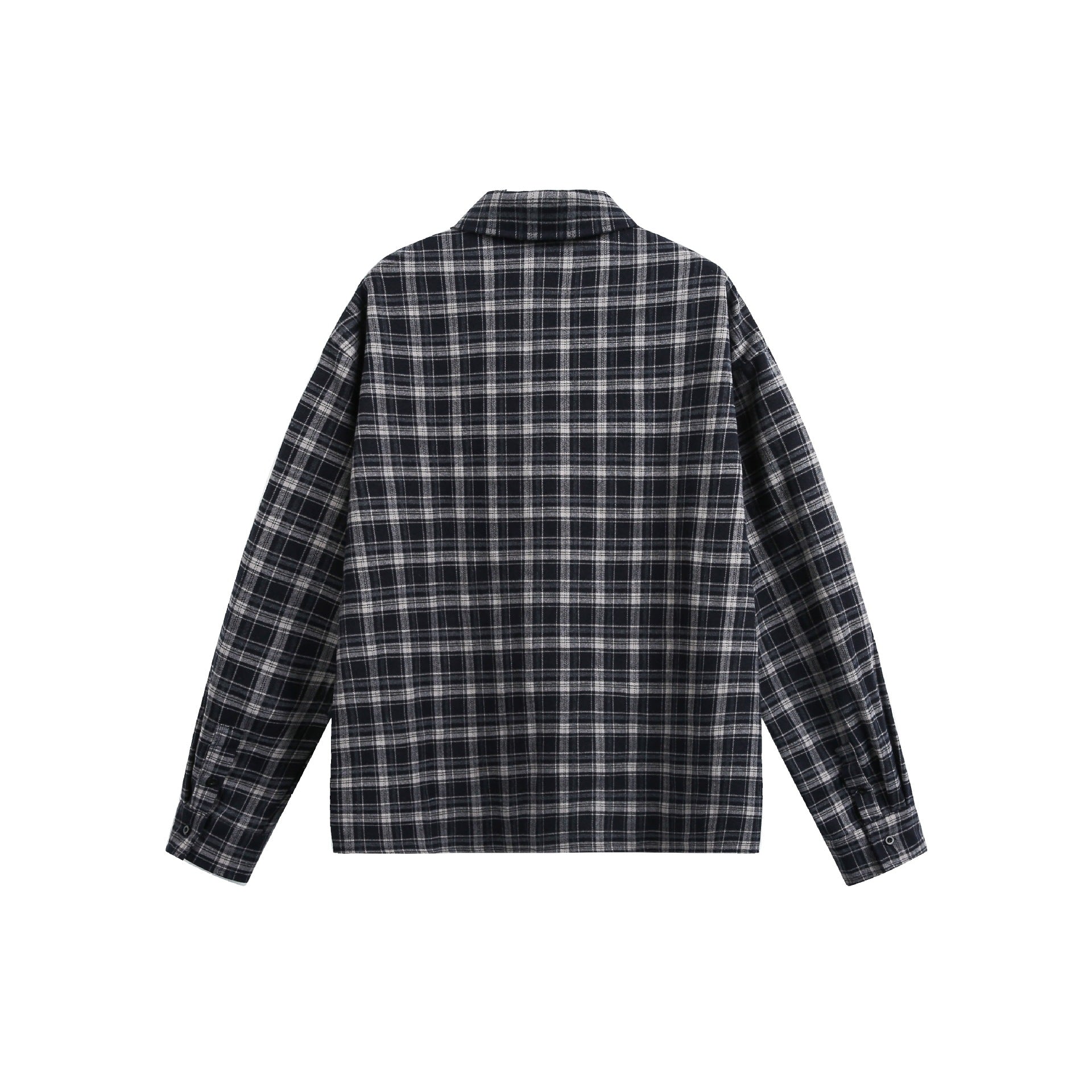 Men's Checkered Flannel Overshirt Jacket with Sewn-On Chest Pockets Chichicherry