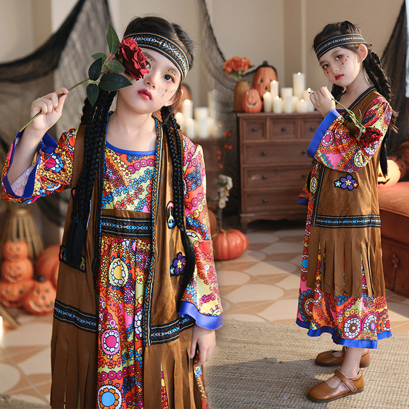 Girl Boho dress with long sleeves Chichicherry