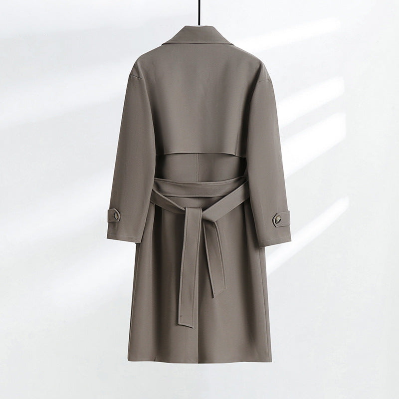 Women's tailored double-breasted trench coat with tie belt and shawl collar Chichicherry