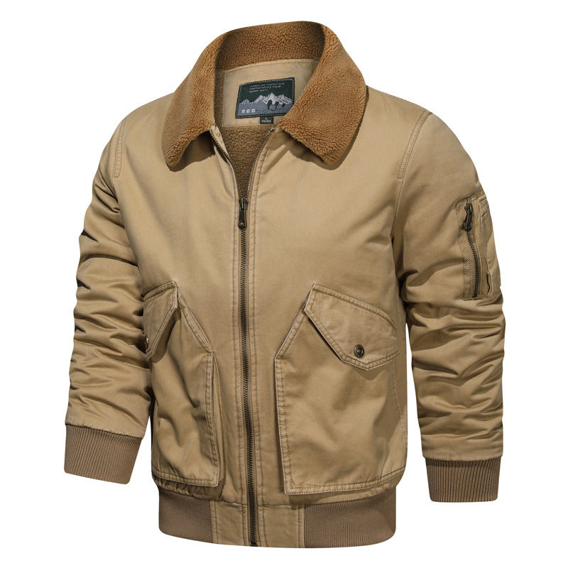 Men's pilot blouson in canvas utility style with sherpa collar and sleeve pocket Chichicherry