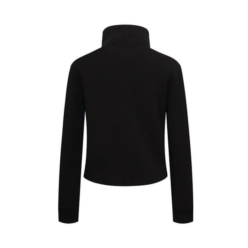 Ladies Short Wool Look Military Jacket with Standing Collar and Asymmetric Button Placket Chichicherry