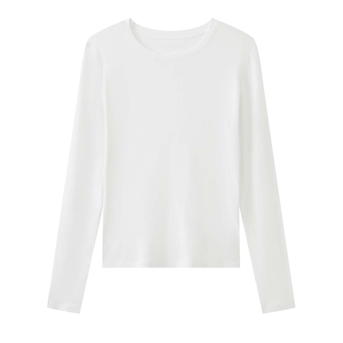 Women's figure-hugging long-sleeve shirt with round neckline made of fine cotton jersey Chichicherry