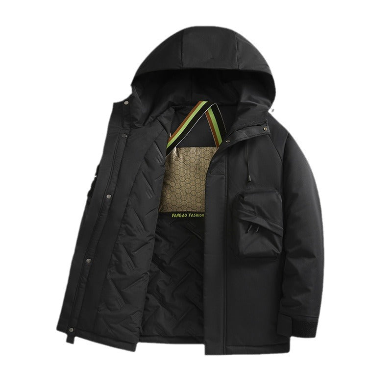 Men's Technical Utility Parka with Hood, multifunctional Front Pockets and Thermal Lining Chichicherry