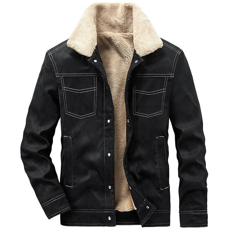 Men's pilot jacket in suede look with Sherpa lining and quilted details Chichicherry