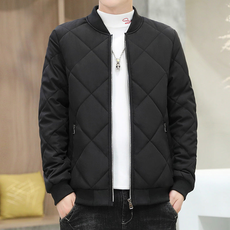 Men's ultralight quilted bomber jacket with diamond quilted pattern, zipper, and ribbed finish Chichicherry