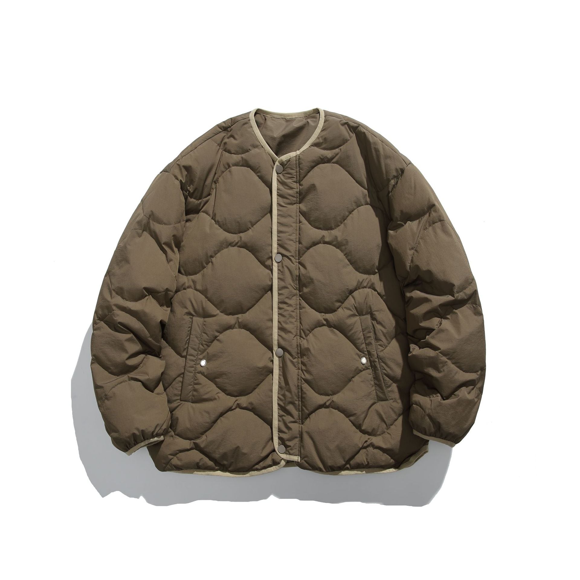 Unisex Boxy quilted liner jacket in oversized style with round neckline Chichicherry