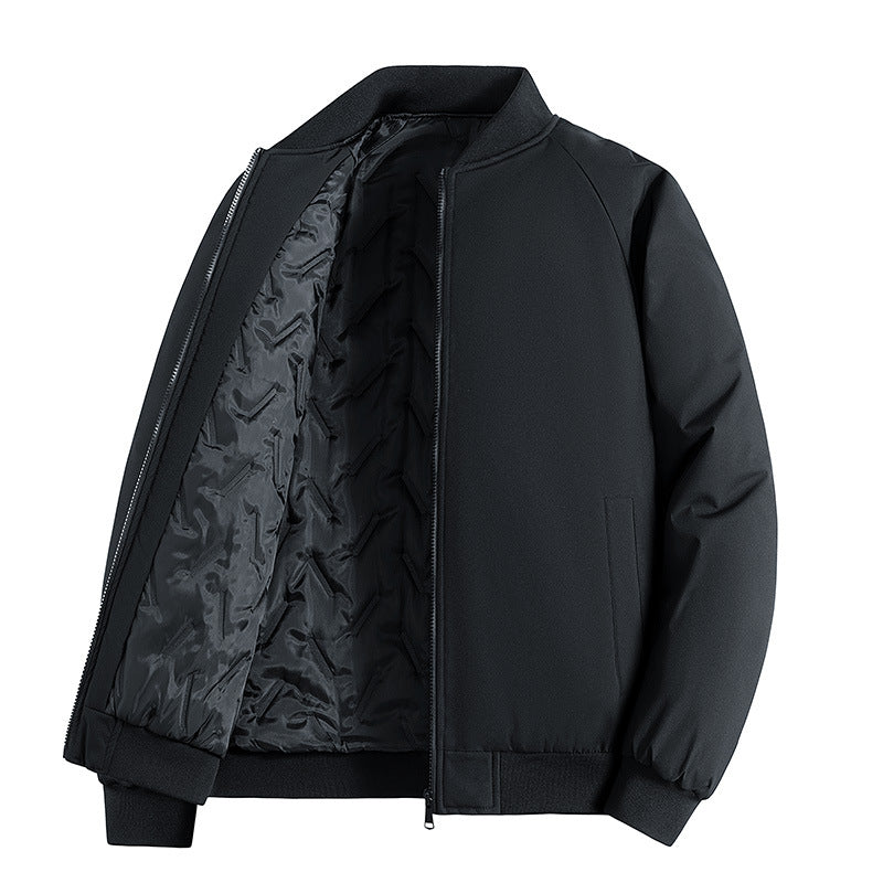 Men's Minimalist Tech Bomber Jacket with Thermally Insulated Quilted Lining and Concealed Zipper Chichicherry