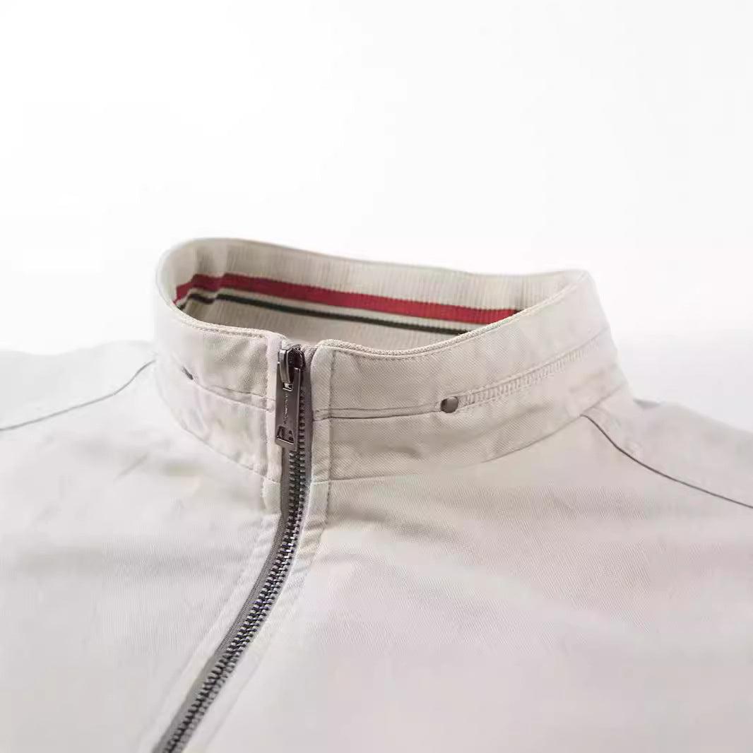 Men's Lightweight Transition Jacket with Stand Collar, Front Zipper and Inner Graphic Chichicherry