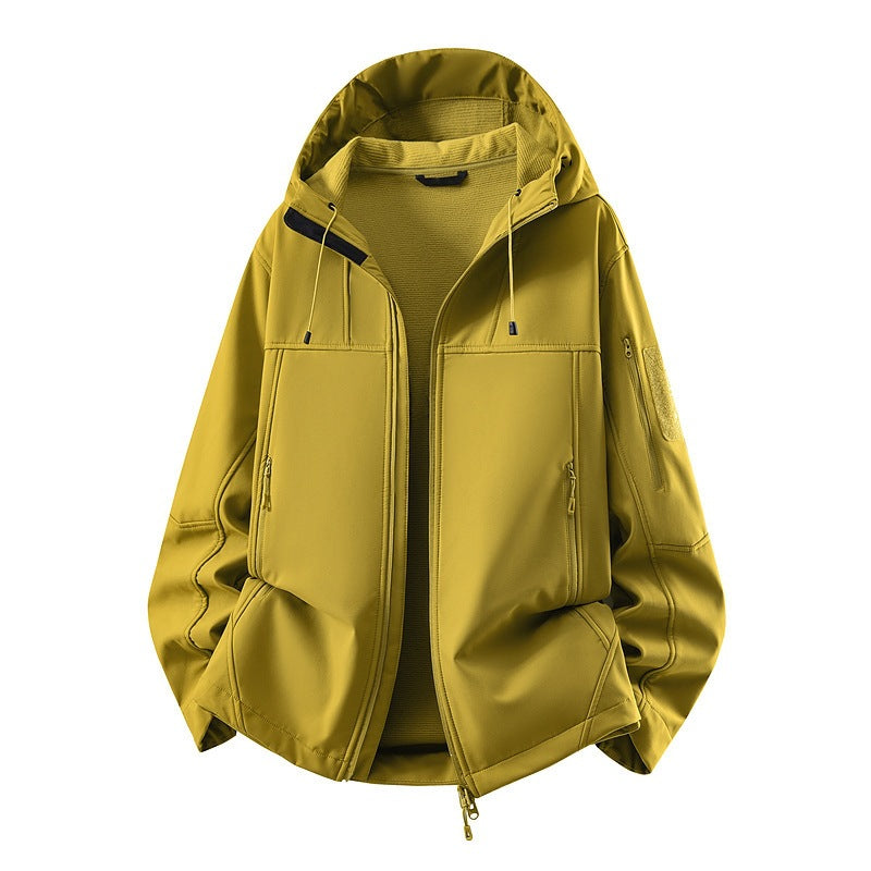 Men's softshell jacket with fleece lining, water-repellent and hood reinforcement Chichicherry