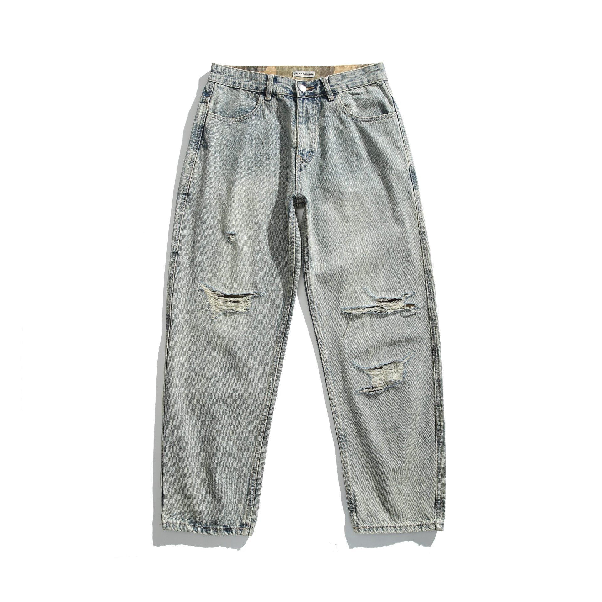 Women's High-Waist Relaxed-Jeans with Distressed-Details and Tailored Ankle Closure Chichicherry