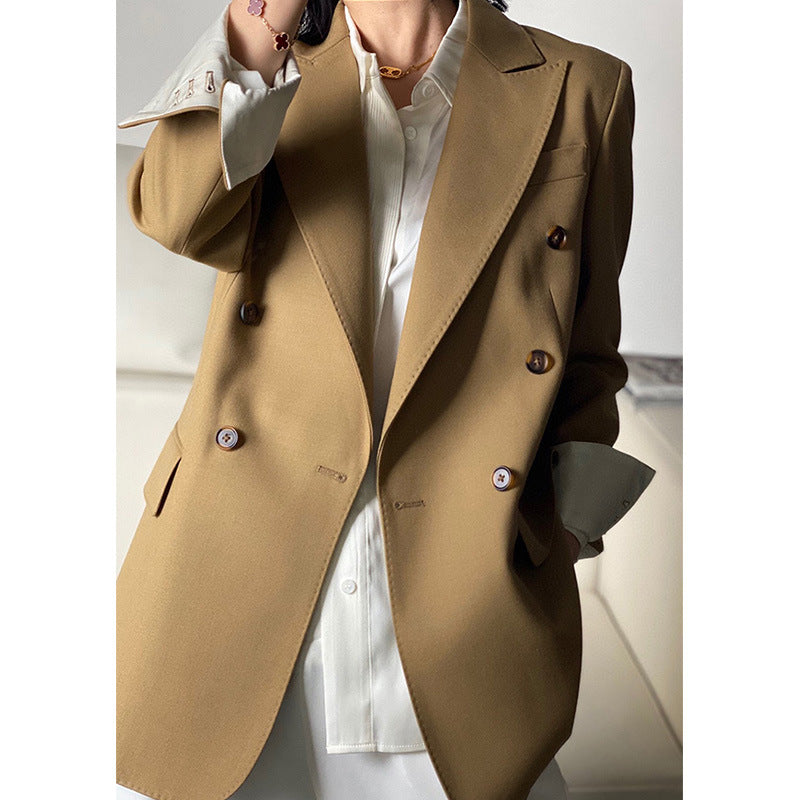 Women Double-Breasted Wool Blazer Chichicherry