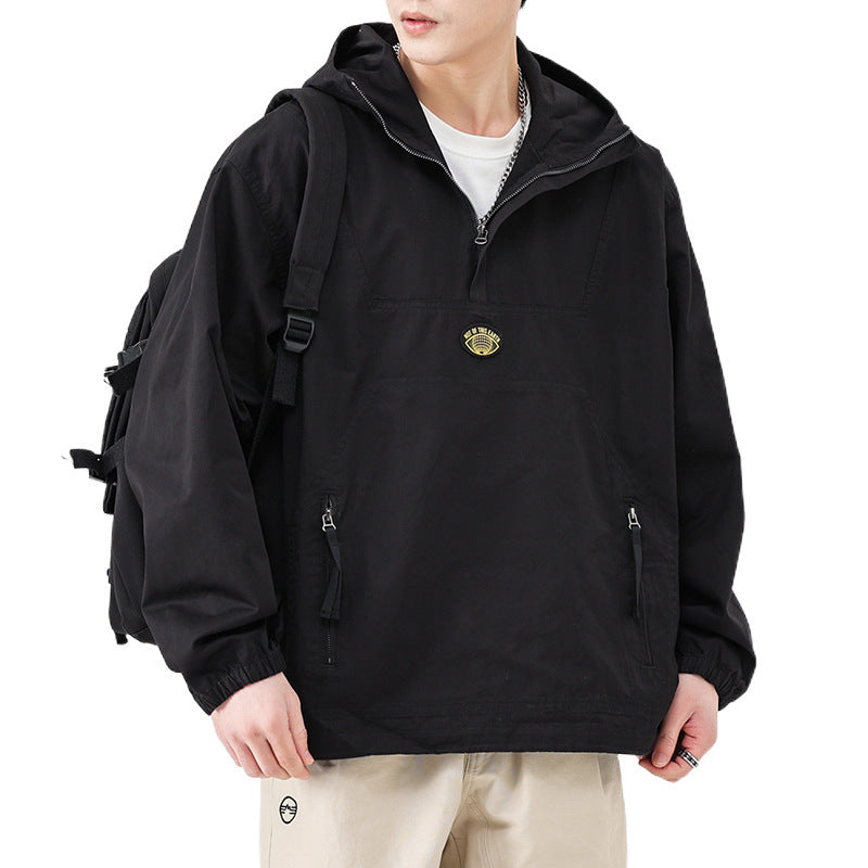 Herren Kapuzen-Anorak Pulloverjacke im Oversize-Utility-Stil Chichicherry