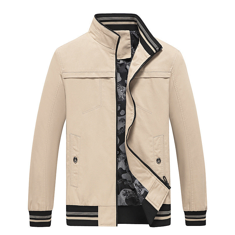 Men's leisure jacket with stand-up collar, ribbed cuffs and camouflage lining Chichicherry
